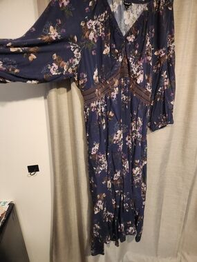 torrid Navy Floral V-Neck Maxi with Pink & Cream Blooms